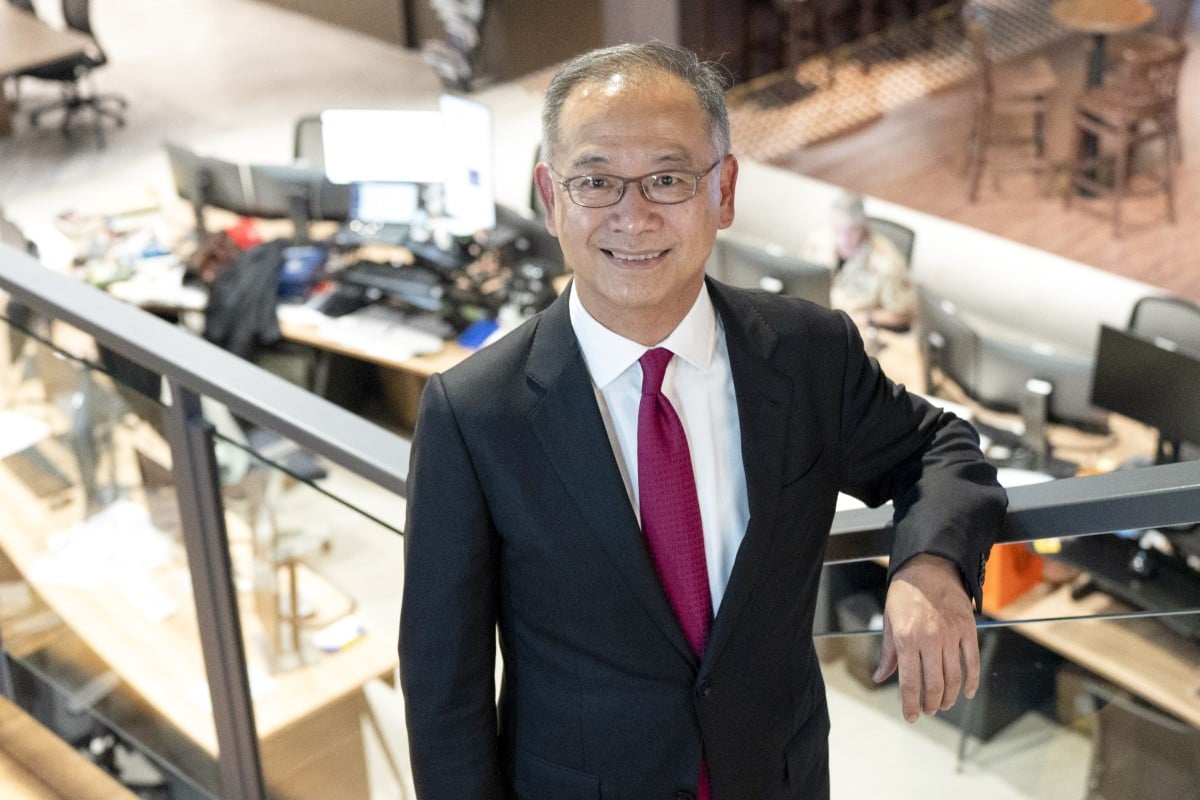 The HKMA’s Eddie Yue at the SCMP’s offices in Hong Kong on Thursday. Photo: Nathan Tsui